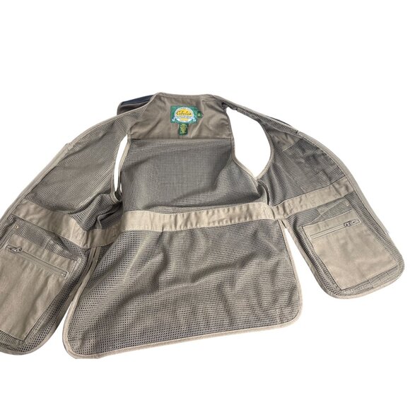 Cabela's Men's Tan Canvas & Brown Leather & Mesh Hunting Vest Size M - Picture 3 of 12
